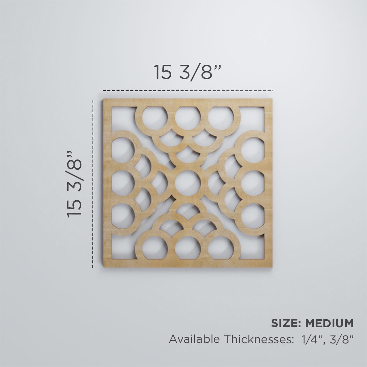 Ekena Millwork 15 3/8"W x 15 3/8"H x 3/8"T Medium Harlingen Decorative Fretwork Wood Wall Panels, Alder