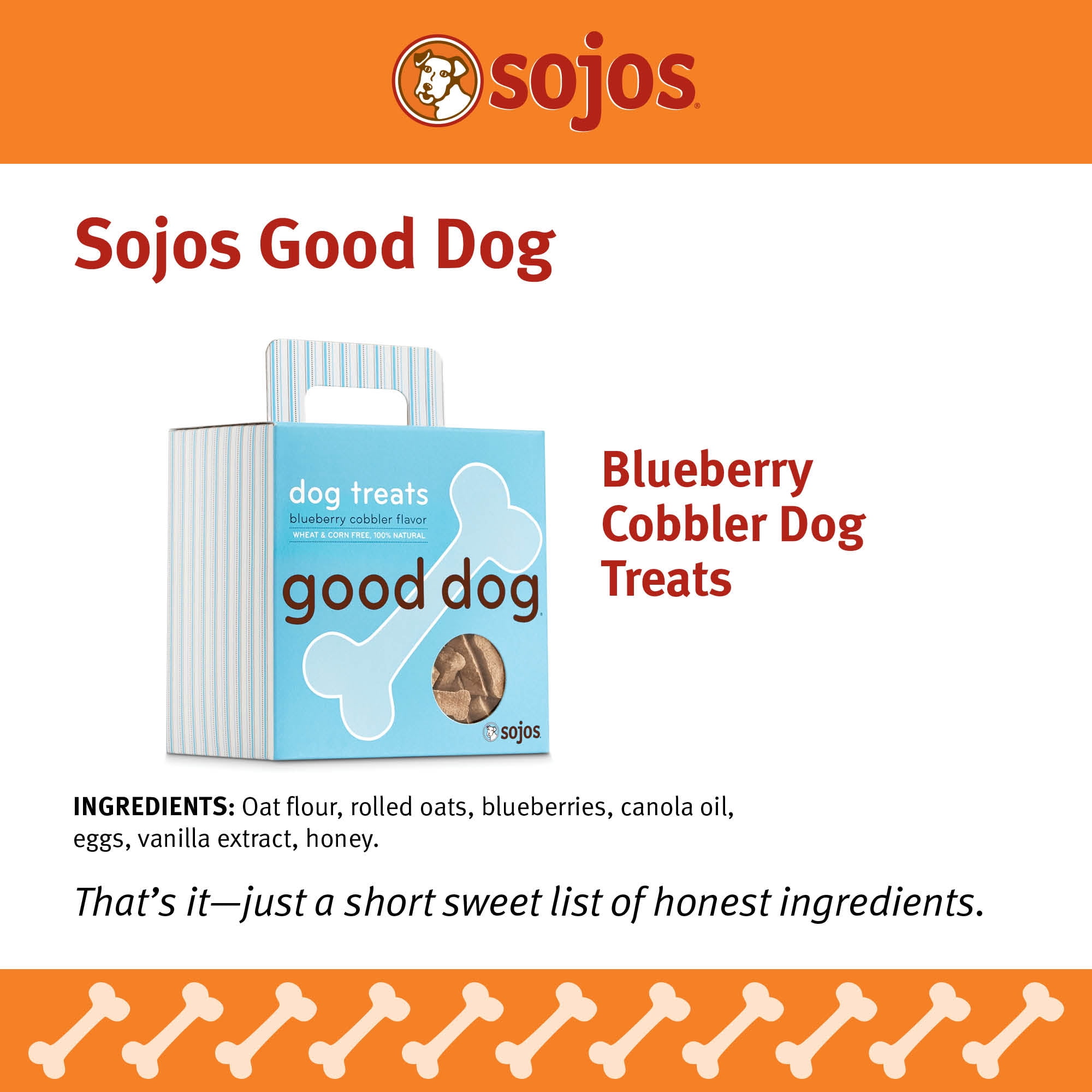 Sojos Good Dog Crunchy Natural Dog Treats, Blueberry Cobbler, 8-Ounce Box
