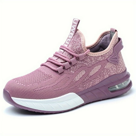 FLTHDD Women s Air Cushion Work Shoes  Comfy Breathable Shock-absorption Steel Toe Sneakers  Wear-resistant Industrial Work Shoes