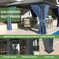 thumbnail image 4 of Kullavik 12'x16' Hardtop Gazebo, Outdoor Double Roof Canopy with Netting and Curtains, Galvanized Metal Frame, Sunshade for Patio, Backyard, Deck and Lawns-Navy Blue, 4 of 7