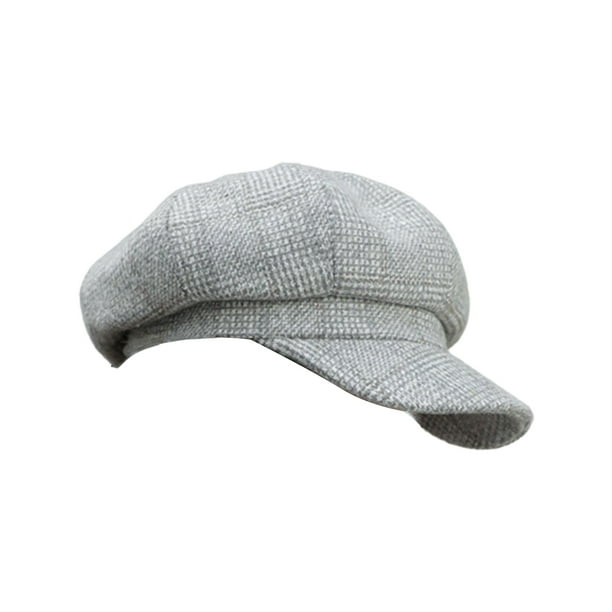 Guardurnaity Lana mujer al aire libre Otoño Invierno octogonal Newsboy Vintage cálido-gorros de mantenimiento artista pintor chica gorras conducción Sombreros Gris claro Guardurnaity AP013130-06