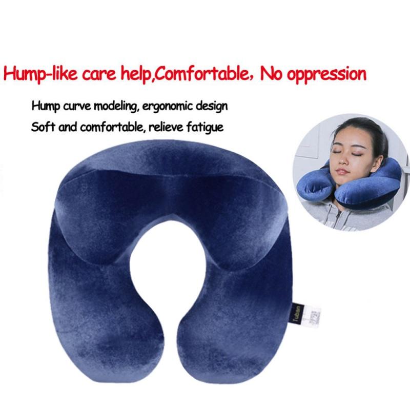 U-Shape Travel Pillow for Airplane Inflatable Neck Pillow Travel Accessories 4 Colors Comfortable Pillows for Sleep Home Textile - image 3 of 6
