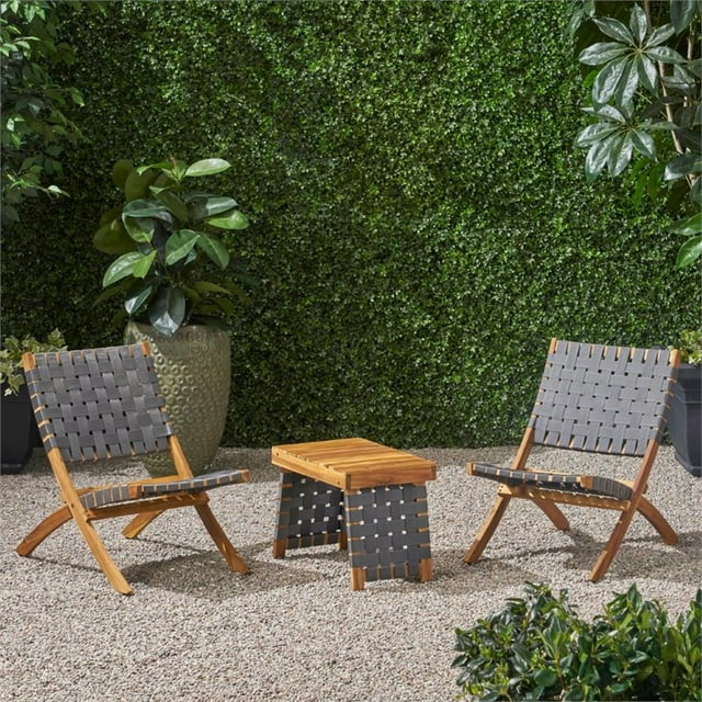 Noble House Huntsville Extérieur 3 Pièces Acacia Bois Conversation Ensemble en Brun