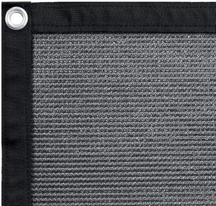 90% Sun Shades for Patios 8X 12 ft Shade Fabric Sun Shade Cloth Taped Edge with Grommets Sun-Block Mesh Shade for Pergola Cover Canopy Grey, 12 Bungee Balls
