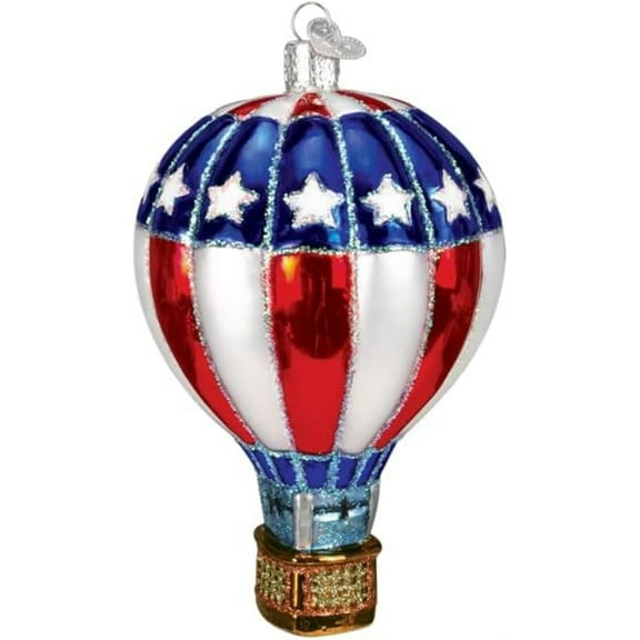 Old World Christmas Blown Glass Ornament for Christmas Tree, Patriotic Hot Air Balloon