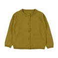 thumbnail image 3 of Scyoekwg Toddler Boys Girls Sweater Coats Solid Color Button Cardigan Sweater Long Sleeve Comfy Sweater Jackets (Yellow,8 Years), 3 of 9