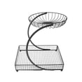 thumbnail image 2 of Cesta de fruta de hierro, cesta de almacenamiento, frutero, soporte para verduras, construcción de alambre multicapa, adecuada para cocina, mesa de co Negro 2 capas, 2 of 8