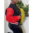 thumbnail image 4 of LovelyWholesale Mandarin Collar Letter Decor Patchwork Women's Plus Jacket, 4 of 6