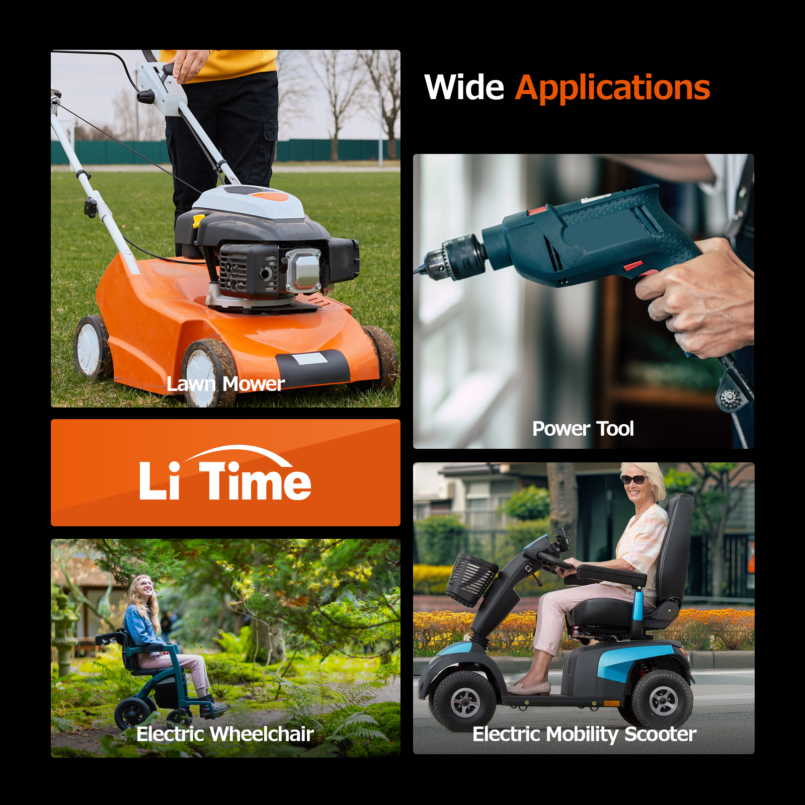 LiTime 25.6V 25Ah Lithium Battery Electric Wheelchair LiFePO4 Battery 2C Discharge Rate 50A BMS