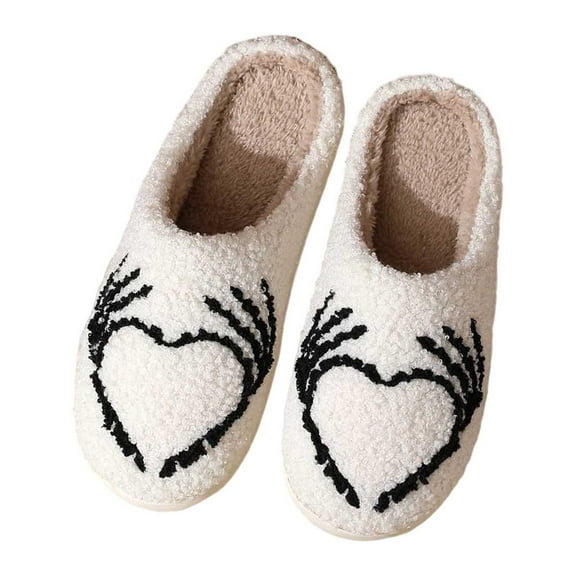 House Slippers for Women Valentines Heart Indoor And Outdoor Shoes Fuzzy Memory Foam Slip On Winter Slippers