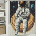 thumbnail image 6 of Autua Astronaut Space Planets Shower Curtain 100% Polyester Washable with Hooks 60"x72, 6 of 7