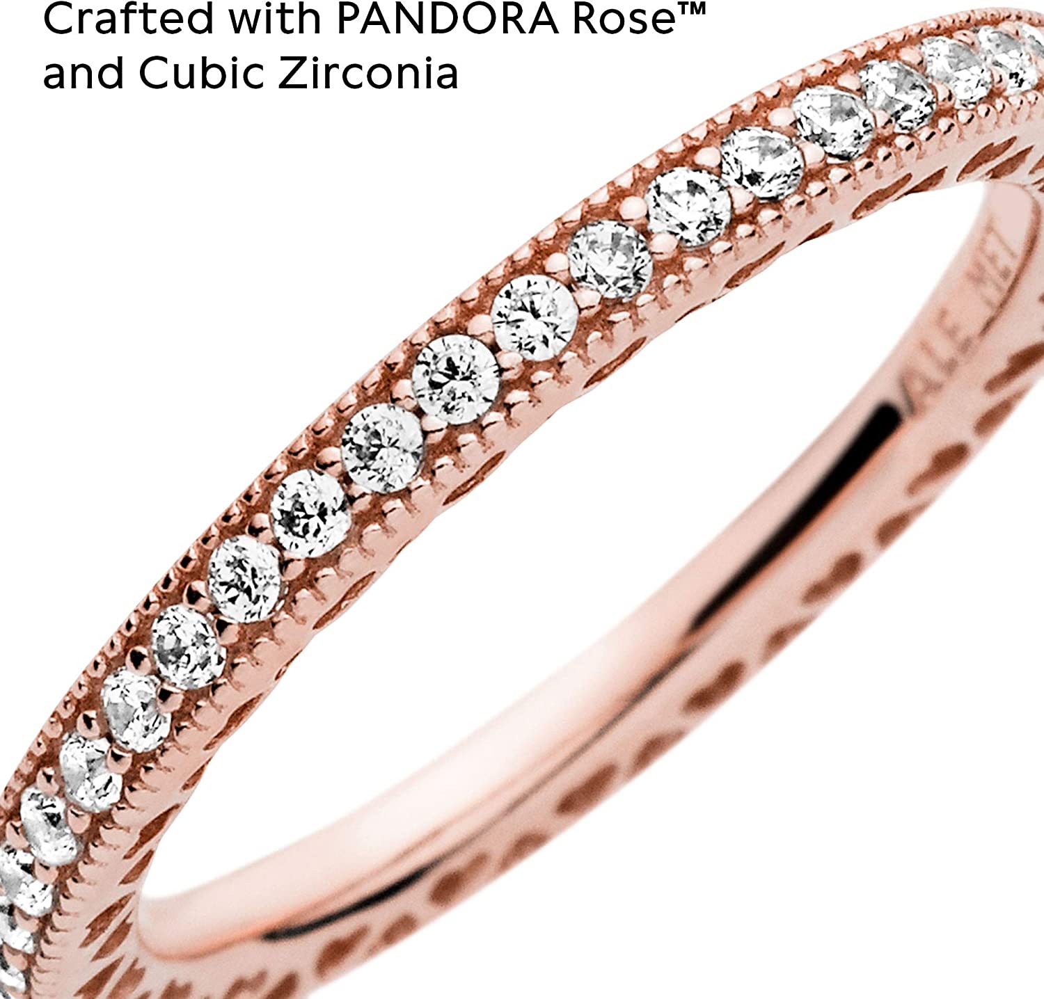 Authentic Hearts of Ring, Rose & Clear CZ 180963CZ-56 EU, 7.5 US 
