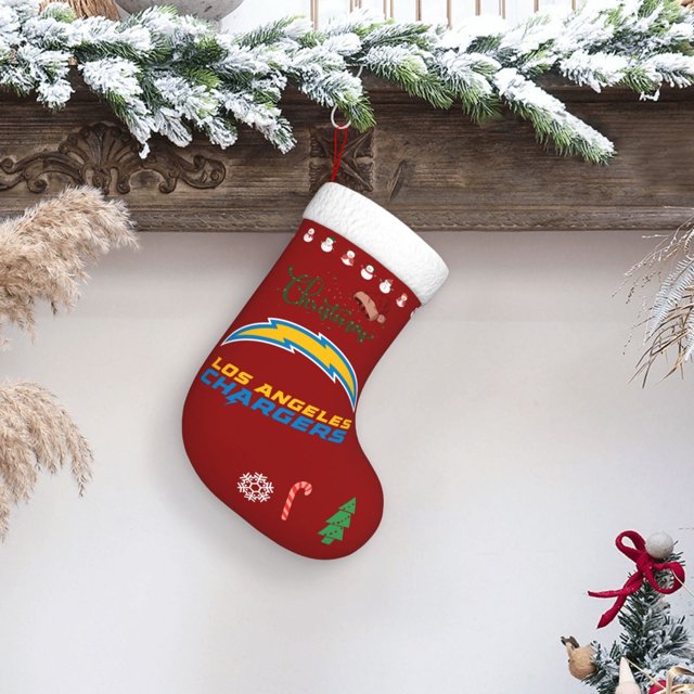 Calcetines navideños del equipo de fútbol Chargers, adornos navideños, adornos para árboles de Navidad, calcetines de regalo navideño
