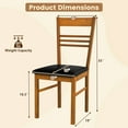 thumbnail image 3 of Gymax Wood Dining Chairs Set of 4 w/Rubber Wood Frame Padded Seat & Slatted Backrest Walnut, 3 of 10