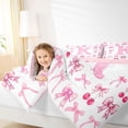 thumbnail image 3 of jejeloiu Girls Personalized Monogram K Full Size Comforter Sets For Kids Gifts,Pink Lovely Bow Cherry Bedding Sets,Pink Reversible,3-Piece, 3 of 7