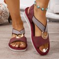 thumbnail image 2 of Rokment Womens Comfortable Platform Wedge Walking Sandals 2026 Stylish Casual Suede Buckles Elastic Ankle Strap Slip on Slingback Dressy Summer Shoes Red Size 7.5, 2 of 7