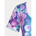 thumbnail image 3 of Camiseta de Túnica de Talla Extra con Estampado de Flores y Curvo en Espalda Rosegal  Camisetas tallas grandes, 3 of 5