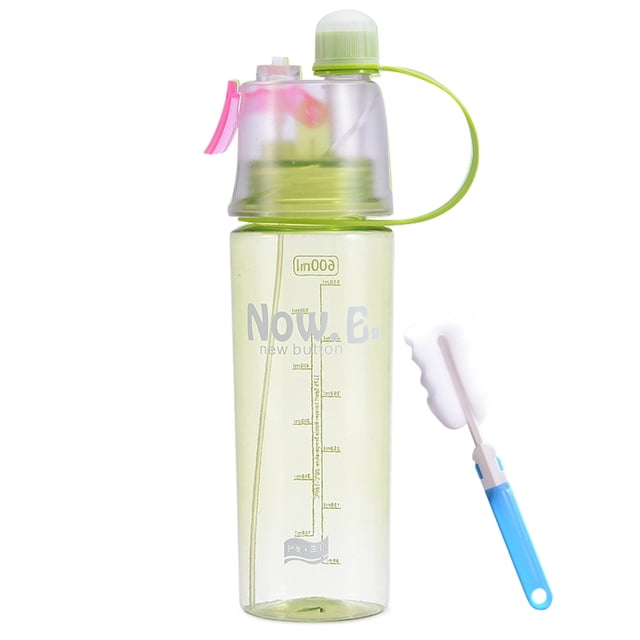 Botella térmica de doble función: rociador y bebida, 20 oz, sin BPA, diseño antiderrames, fácil de transportar, colores variados.