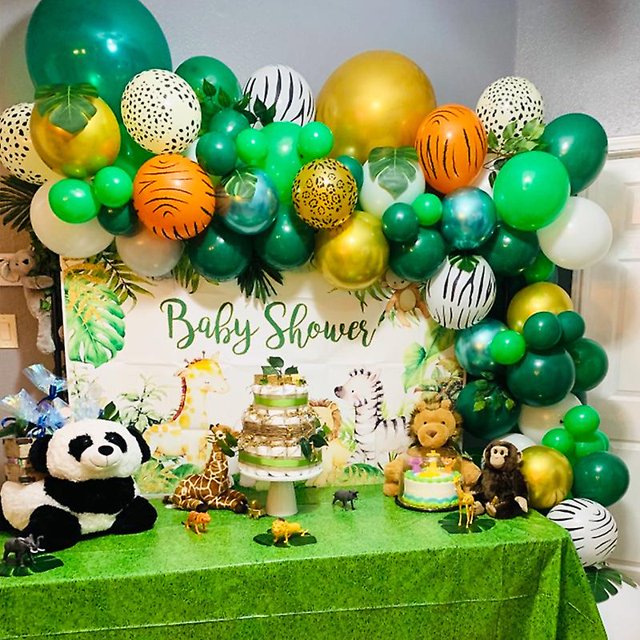 Kit de arco de corona de globos verdes - 135 piezas - Kit de arco de globos verdes, blancos y dorados con estampado de leopardo para fiestas de cumpleaños de niños, baby showers y bodas