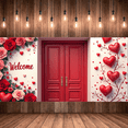 thumbnail image 6 of LUUFILx Welcome Heart Shaped Rose Floral Welcome Banner Romantic Backdrop with Butterflies and Hearts for Party Decorations Event Photographic Background, 6 of 9