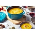 thumbnail image 3 of Cast Iron 4-qt Round Cocotte - Turquoise, Made in France, 3 of 9