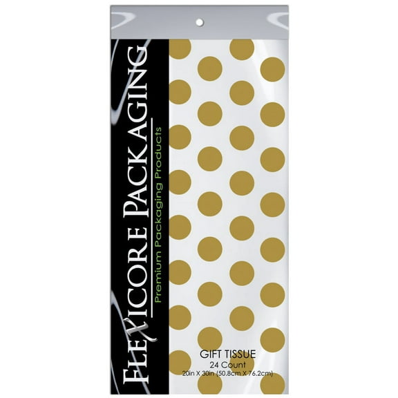 Gold & White Polka Dots Gift Wrap Tissue Paper 20 X 30 - 24 Sheets