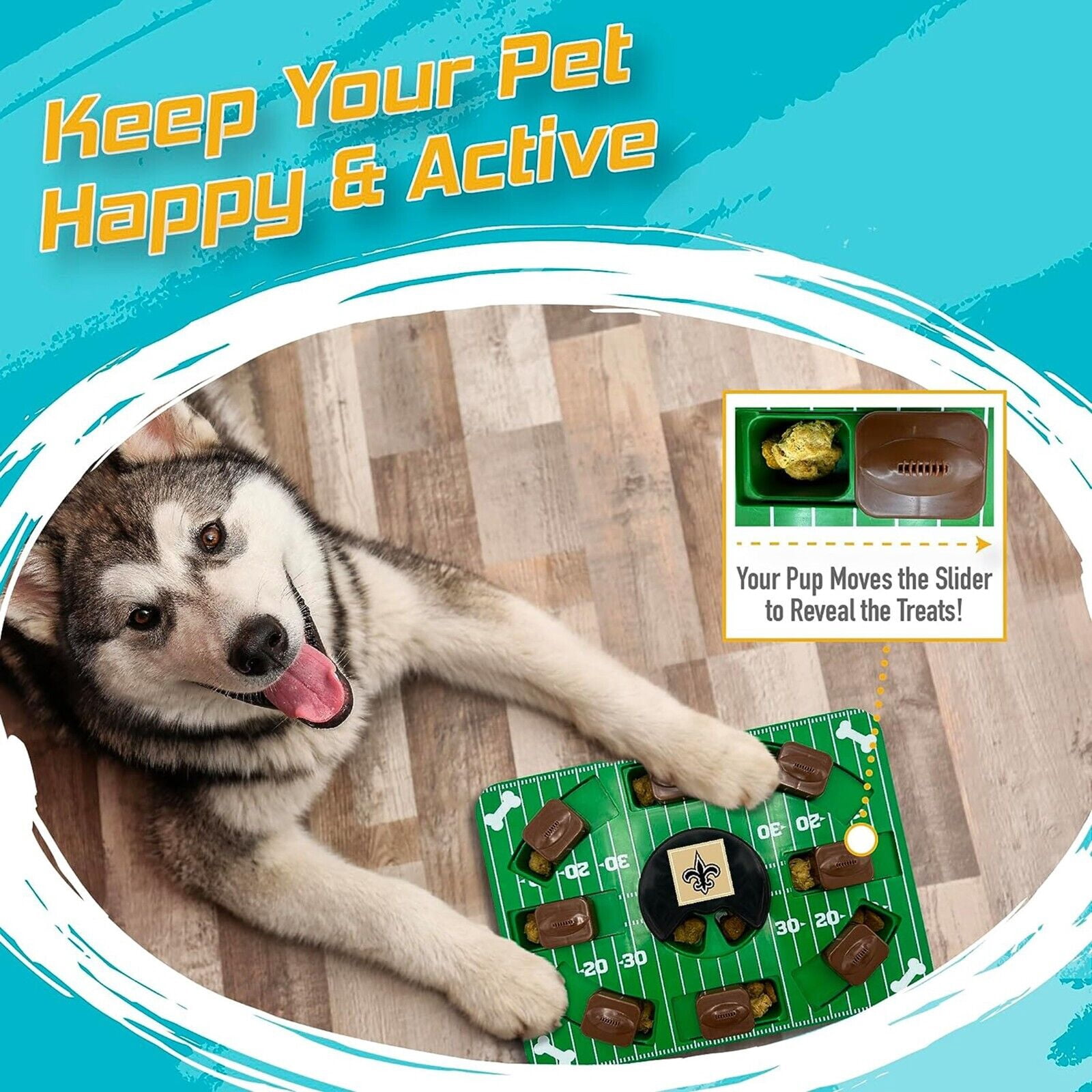 Pets First NFL New Orleans Saints Pets Puzzle Toy, Puzzle Treat Dog Toy, Interactive Dog Treat Toy
