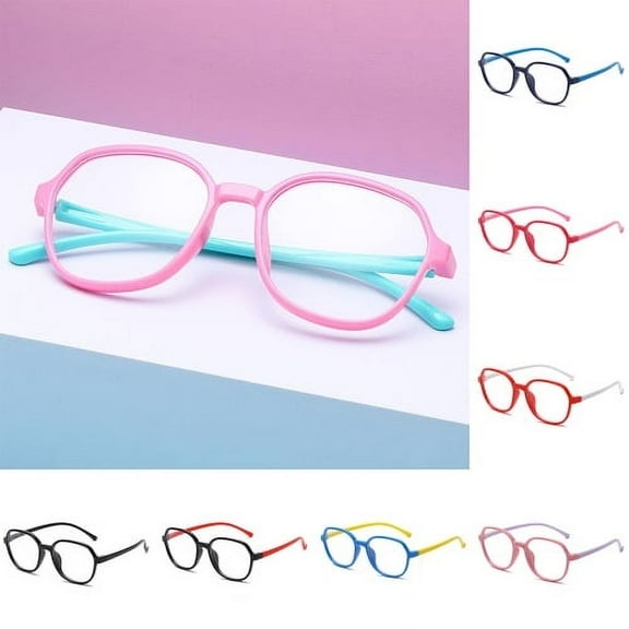 Visland Children Blue Light Blocking Glasses, Fashion PC Dual Colors Anti-Blue Light Flat Eyeglasses for Kids Boys and Girls Playing Computer Daily Wear