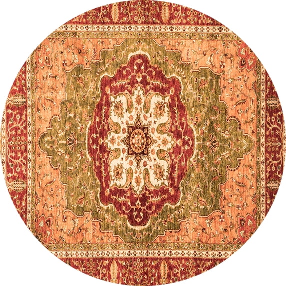 Ahgly Company Indoor Round Abstract Orange Modern Area Rugs, 7' Round