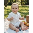 thumbnail image 4 of BemeyourBBs Newborn Baby Boy Girl Summer Clothes 2 Piece Outfits Waffle Texture Button Lapel Neck Short Sleeve Solid Color Romper and Shorts Set, 4 of 9