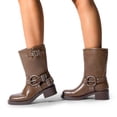 thumbnail image 5 of Dream Pairs Women's Low Chunky Heel Mid Calf Boots Square Toe Motorcycle Buckle Riding Biker Boots, 5 of 6