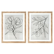 Crystal Art Gallery Contemporary Botanical Set of 2 Framed Prints, Neutrals