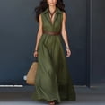 thumbnail image 2 of VBVC Women's Sleeveless Button Down Maxi Dress , Ladies' Collared V-Neck Long Dress , Casual Summer A-Line Vacation Dresses For Women,Army Green,S-3XL, 2 of 9