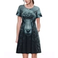 thumbnail image 1 of Easygdp Moody Ram Portrait para Vestido Transpirable de Mujer, Vestido Suelto de Manga Corta con Pliegues y Bolsillos para el Verano, 1 of 6
