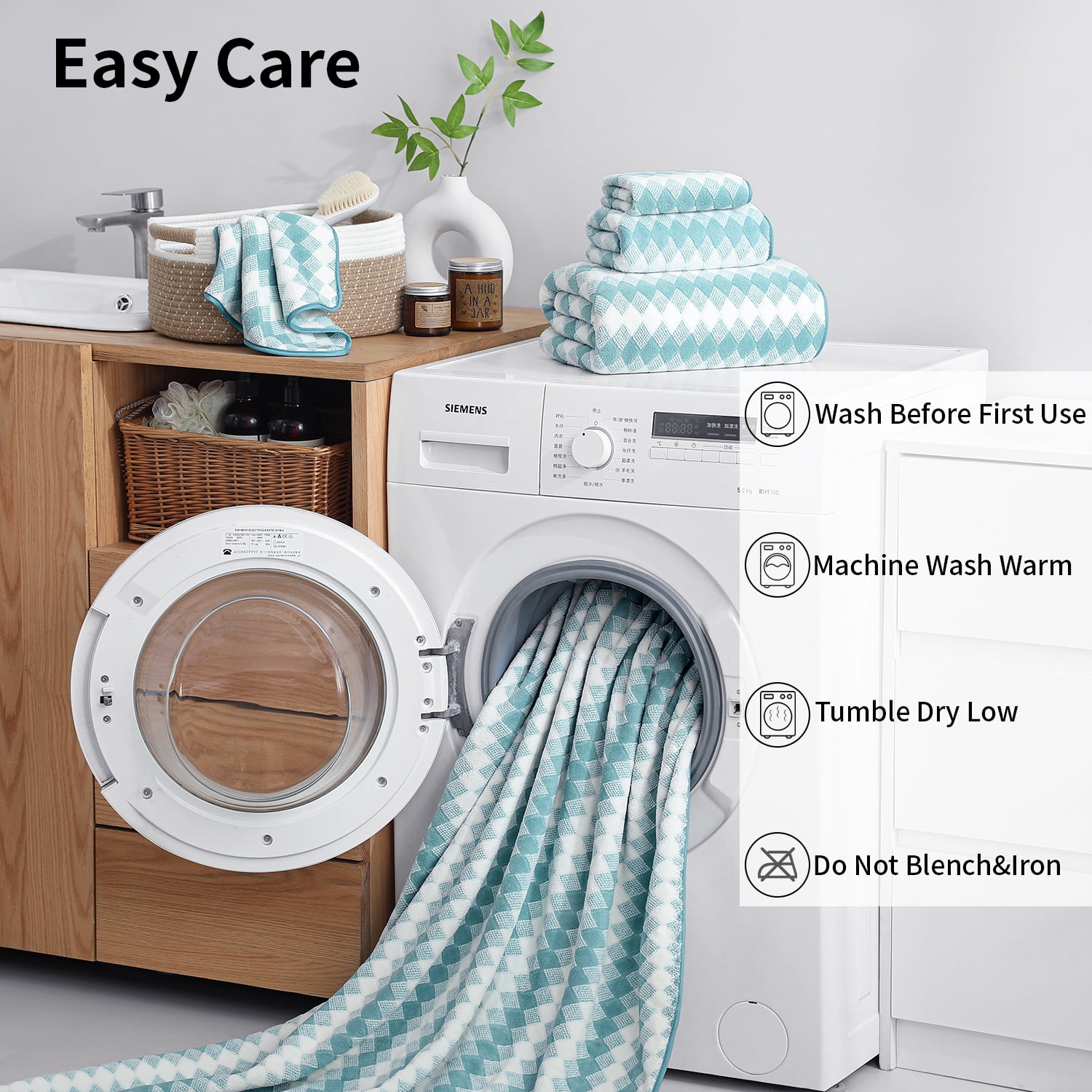 Beartech 8 Piece Microfiber Bath Towel Set 2 Oversized Bath Sheet,2 Hand Towels and 4 Washcloths| Ultra Soft & Less lint,Highly Absorbent Quick Dry Shower Towel For Bath Hotel-Lake Blue