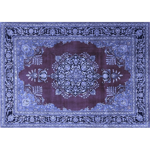 Ahgly Company Indoor Rectangle Medallion Blue Traditional Area Rugs, 7' x 10'