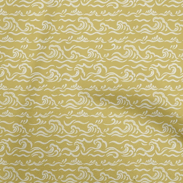 oneOone Silk Tabby Gamboge Yellow Fabric Asian Japanese Wave Craft Projects Decor Fabric Printed By The Yard 42 Inch Wide