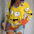 thumbnail image 2 of Simpsons Womens T Shirts V Neck Long Sleeve Tops Causal Loose Summer T-Shirts 4XL, 2 of 7