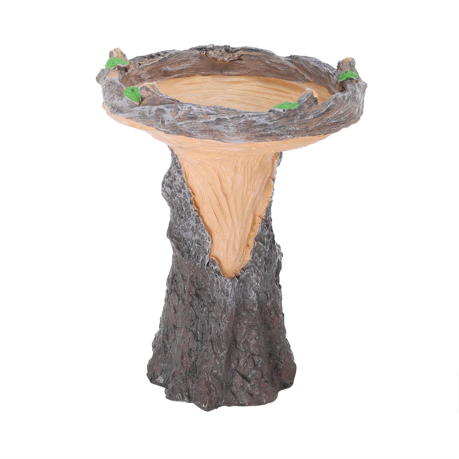 Standing Resin Bird Feeder - Outdoor Birdbath with Flower-Shaped Bowl, Decorative Garden Stake for Patio, Lawn, or Yard, Charming Fairy Garden Statue