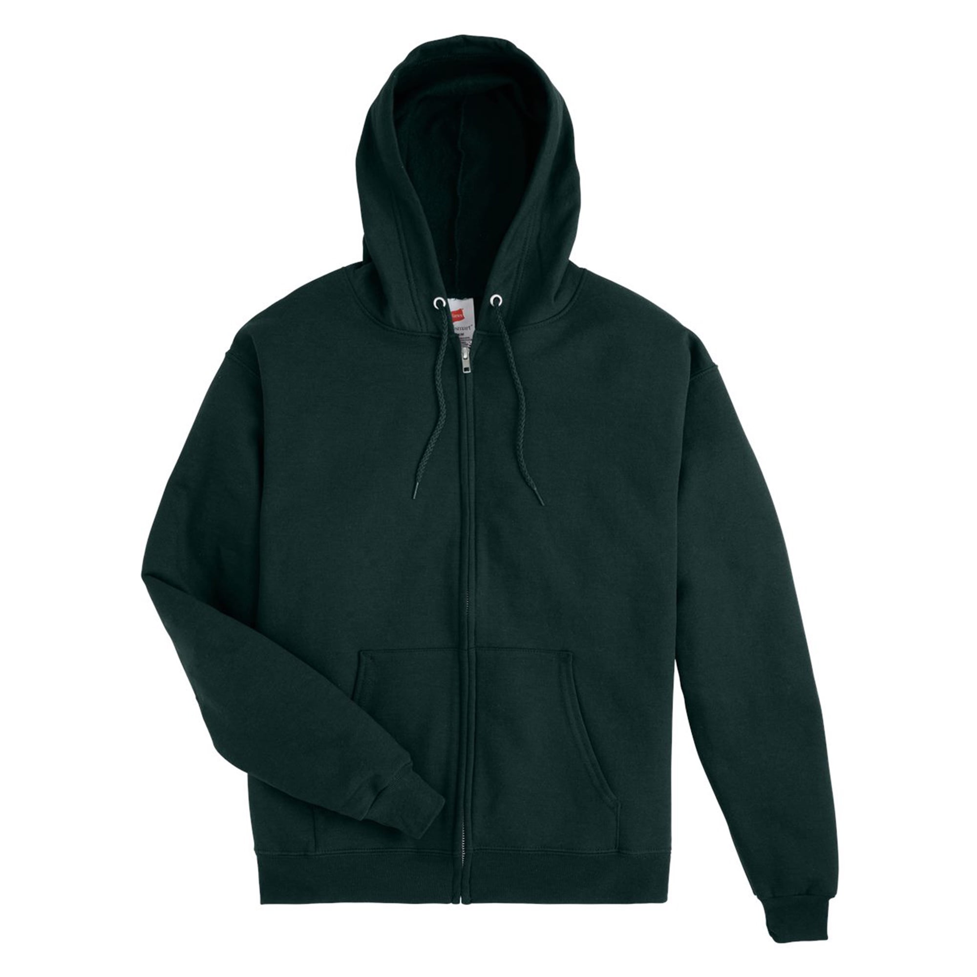 Hanes EcoSmart Full-Zip Hooded Sweatshirt, Soft Fleece Hoodie, Zip-Up Jacket with Pockets, Deep Forest, M