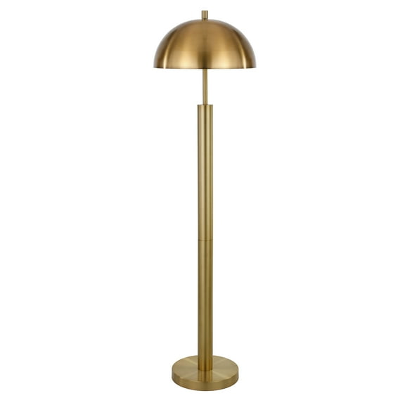 Evelyn&Zoe York 58" Tall Floor Lamp with Metal Shade, Brass/Brass