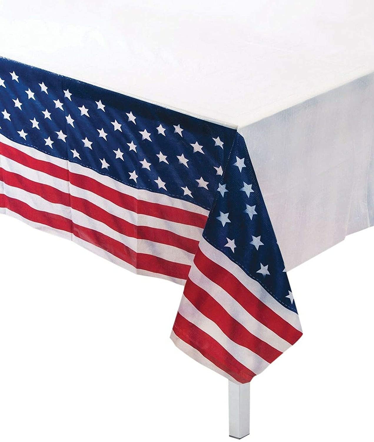 American Flag Printed Tablecloth Red White Blue Fabric Americana Patriotic Asst 