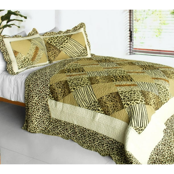G&J Beast Roars Cotton 3PC Wild Animal Print Quilt Set Full/Queen Size