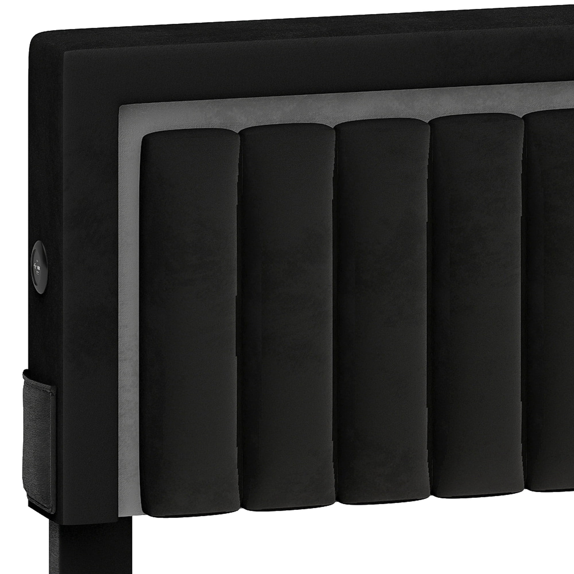 Uforic Queen Size Black Velvet Upholstered Platform Bed Frame with RGB LED Lights, 4 Storage Drawers & USB Ports