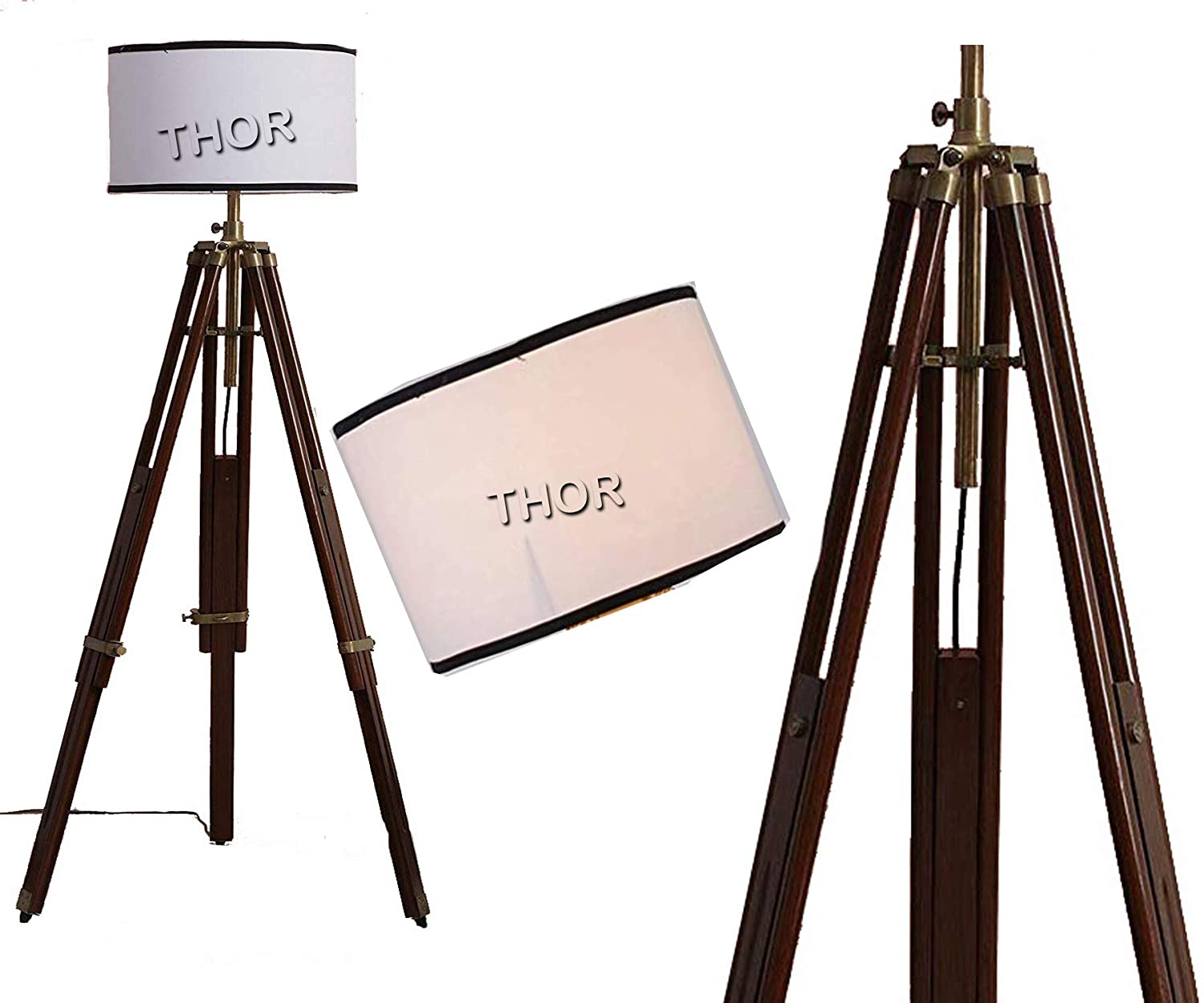 Nautical Vintage Tripod Floor Lamp Wooden Design Lamp Without Shade