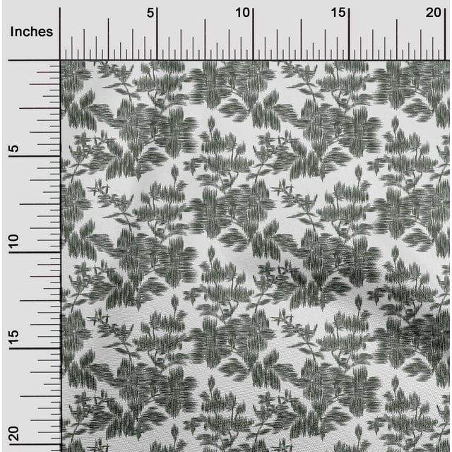oneOone Georgette Viscose Fabric Leaves & Floral Ikat Print Fabric BTY 42 Inch Wide