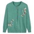 thumbnail image 5 of Fall Spring Mother Knit Coat Floral Embroidery Single-breasted Round Neck Loose Long Sleeves Cardigan Stretchy Knitwear Sweater Jacket, 5 of 7
