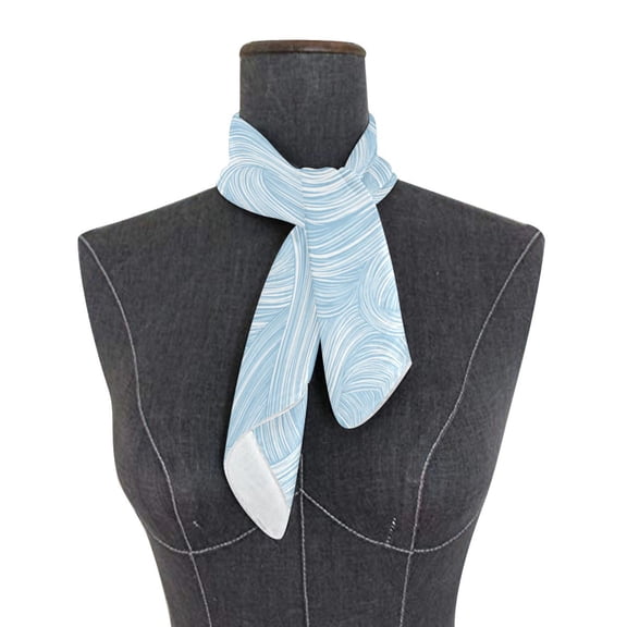 Square Scarf 24x24 Inch Light Blue Wavy Lines Silky Satin Sun Protection Neck Scarf for Women Multi-Purpose Head Wrap Bandana for Hair Bag Decoration