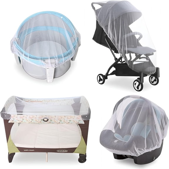 MISSMILE Baby Mosquito Net for Stroller,Reusable Bug Net for Stroller,Playards,Pack N Plays and Portable Mini Crib,Portable&Durable Baby Insect Netting,White