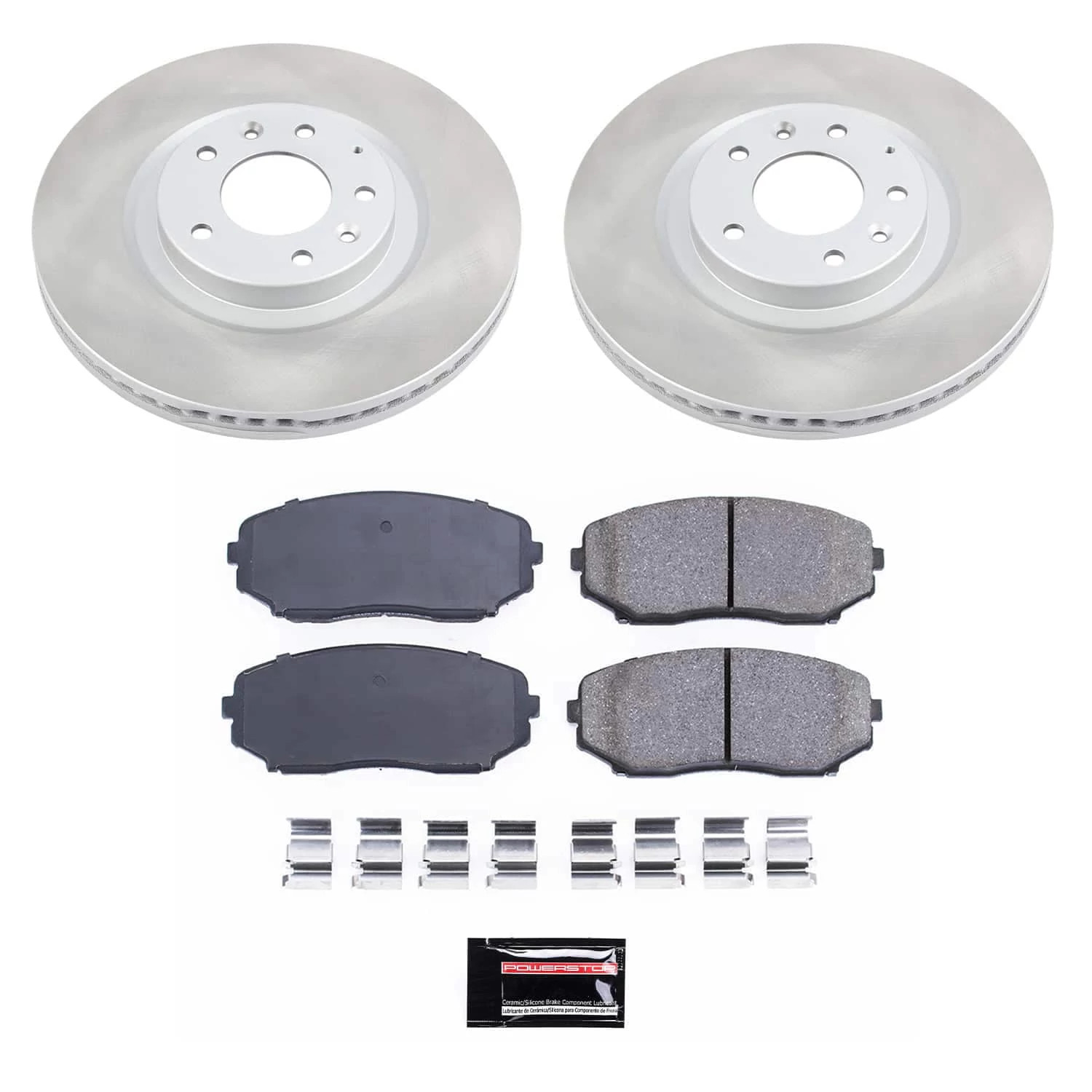 PowerStop Front Semi-Coated Rotor and Low-Dust Ceramic Brake Pad Kit SC5878